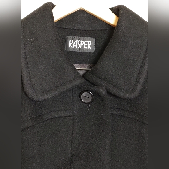 Kasper Womens Longline Black Wool Coat - Picture 13 of 14